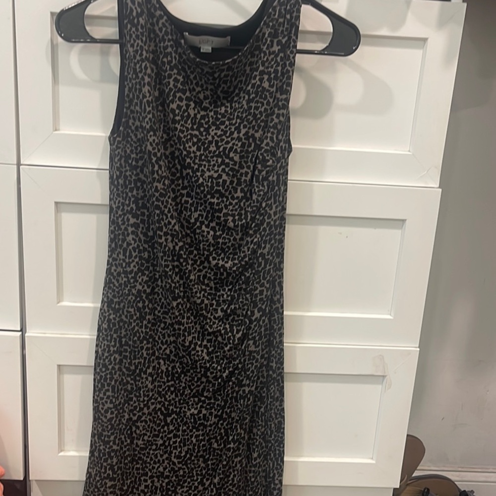 LOFT Black and Silver Sheath Midi Dress